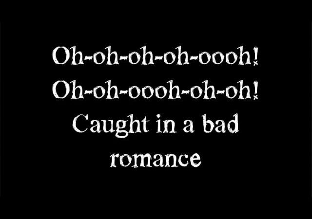 lady gaga – Bad Romance – Lyrics on screen