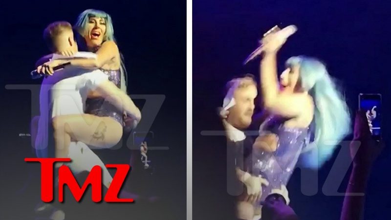 Lady Gaga Falls Off Stage with Fan in Vegas! | TMZ